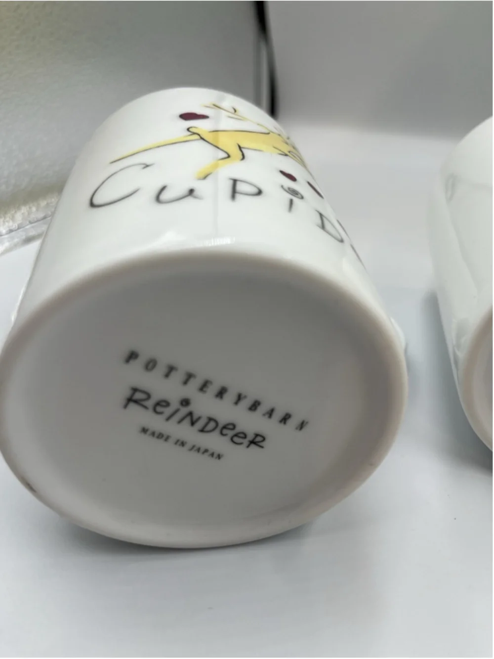 NIB Pottery Barn Reindeer Mugs, Comet, Cupid, Donner, & Blitzen Set of 4 JAPAN